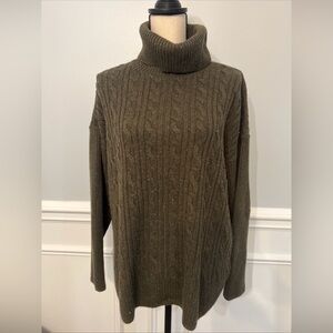 Talbots Women’s Turtleneck Cotton Cable Knit Sweater Speckled Size XL